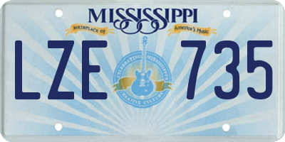 MS license plate LZE735