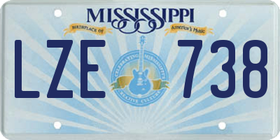 MS license plate LZE738