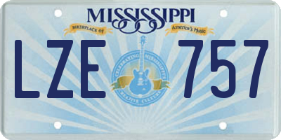 MS license plate LZE757