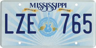 MS license plate LZE765