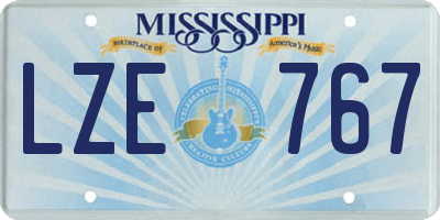 MS license plate LZE767