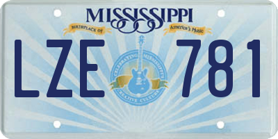MS license plate LZE781