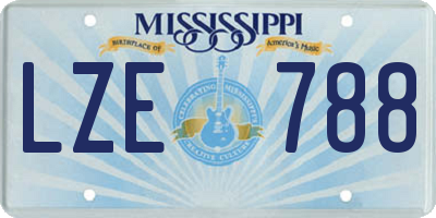 MS license plate LZE788