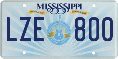 MS license plate LZE800