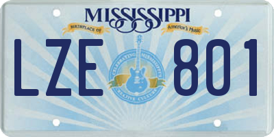 MS license plate LZE801