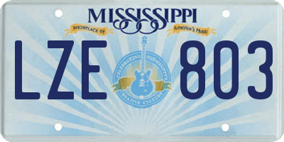 MS license plate LZE803
