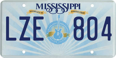 MS license plate LZE804