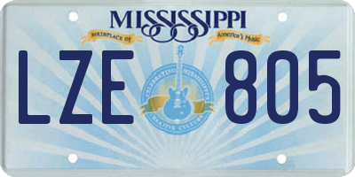 MS license plate LZE805