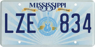 MS license plate LZE834