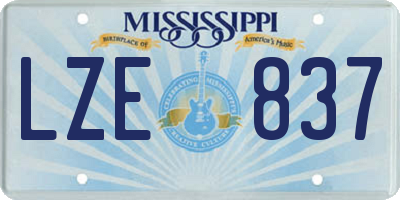 MS license plate LZE837
