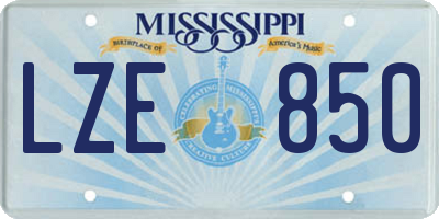 MS license plate LZE850