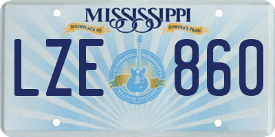 MS license plate LZE860