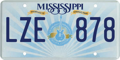 MS license plate LZE878