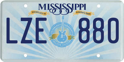 MS license plate LZE880