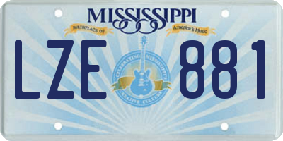 MS license plate LZE881
