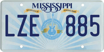 MS license plate LZE885