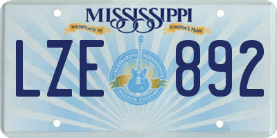 MS license plate LZE892