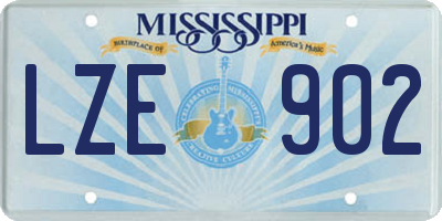 MS license plate LZE902