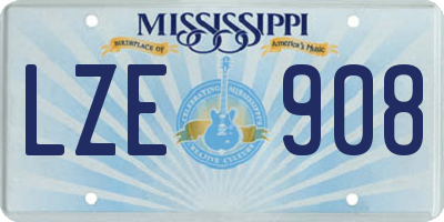 MS license plate LZE908