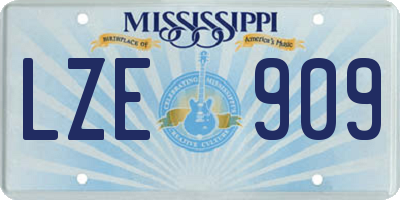 MS license plate LZE909