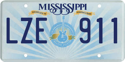 MS license plate LZE911