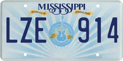 MS license plate LZE914
