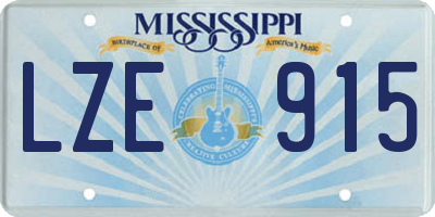 MS license plate LZE915
