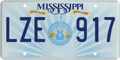 MS license plate LZE917