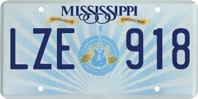 MS license plate LZE918