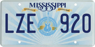 MS license plate LZE920