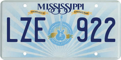 MS license plate LZE922