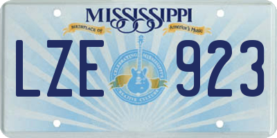 MS license plate LZE923