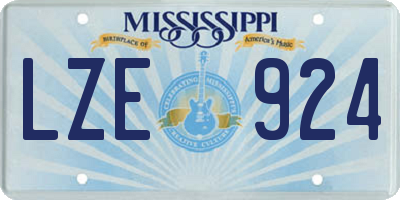 MS license plate LZE924