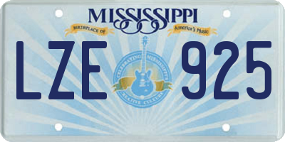 MS license plate LZE925