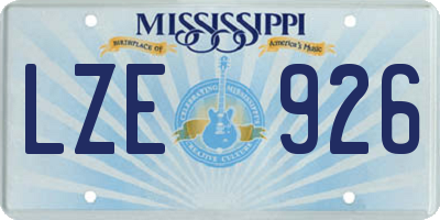 MS license plate LZE926