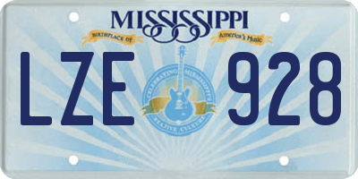 MS license plate LZE928