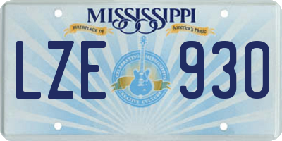 MS license plate LZE930