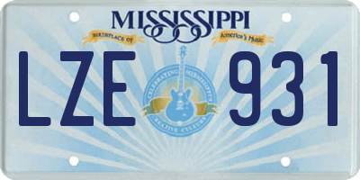 MS license plate LZE931
