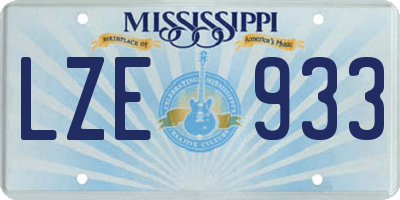 MS license plate LZE933