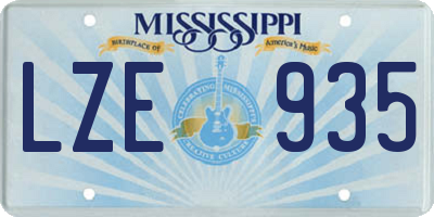 MS license plate LZE935