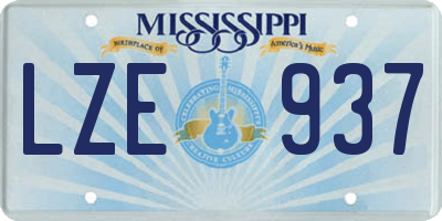MS license plate LZE937