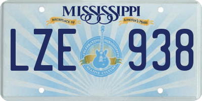 MS license plate LZE938