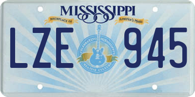 MS license plate LZE945