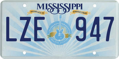MS license plate LZE947