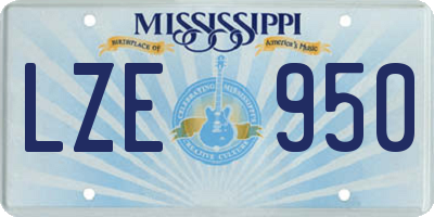 MS license plate LZE950
