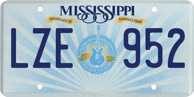 MS license plate LZE952