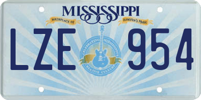 MS license plate LZE954