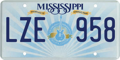 MS license plate LZE958