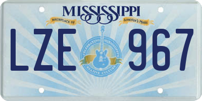 MS license plate LZE967