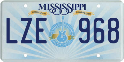 MS license plate LZE968